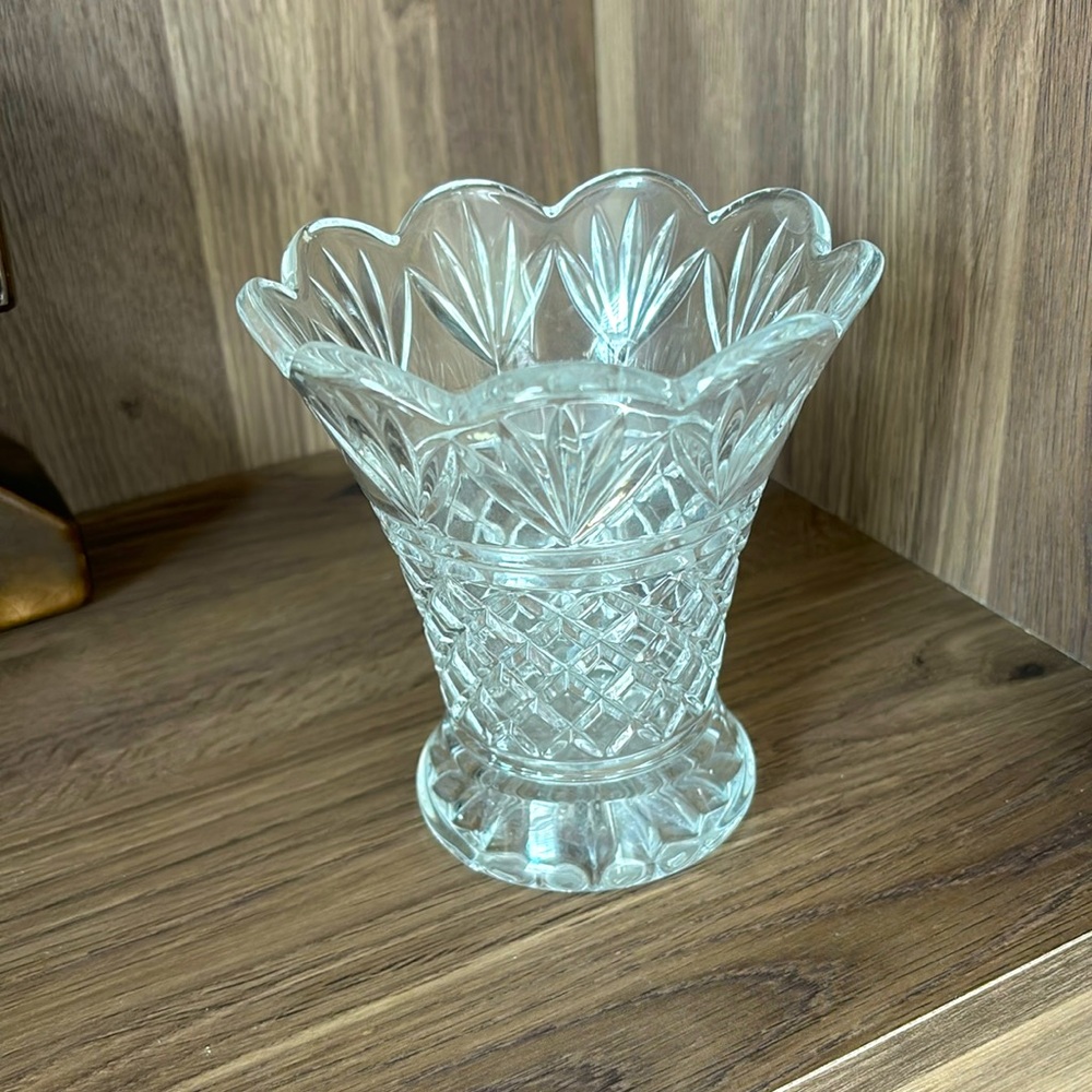 Vintage Cut Crystal Pineapple Fan Vase